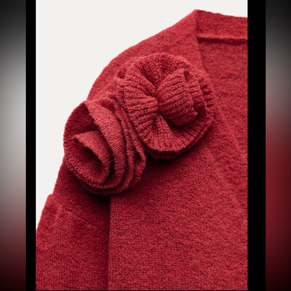 ZARA FLORAL KNIT CARDIGAN - Picture 6 of 7